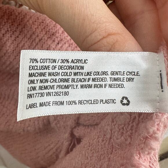 Mossimo Supply Co. Crochet Lace Tunic Pink Sweater Open-Knit Medium Cozy - Picture 6 of 6